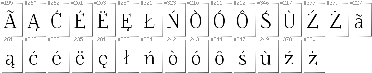 Kashubian - Additional glyphs in font Foglihten