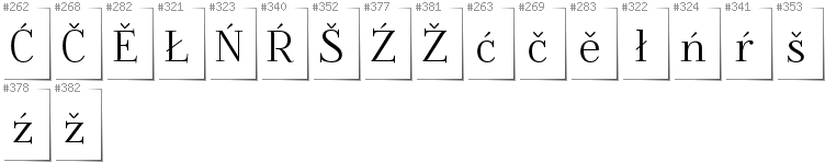 Upper Sorbian - Additional glyphs in font Foglihten