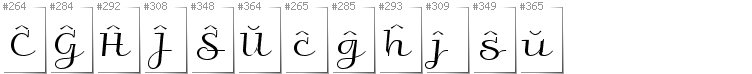 Esperanto - Additional glyphs in font Galberik