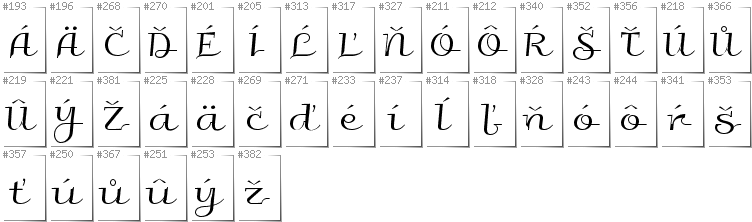 Slovakian - Additional glyphs in font Galberik
