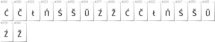 Belarusan Lacinka - Additional glyphs in font Gatometrix