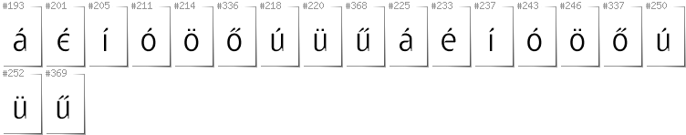 Hungarian - Additional glyphs in font Gatometrix
