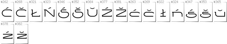Belarusan Lacinka - Additional glyphs in font Ketosag