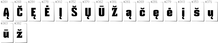 Lithuanian - Additional glyphs in font Mikodacs
