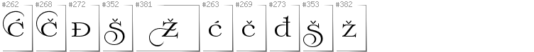 Bosnian - Additional glyphs in font Prida02Calt