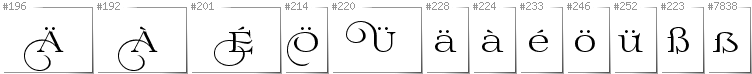 German - Additional glyphs in font Prida02Calt