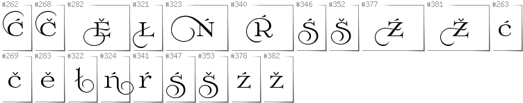 Lower Sorbian - Additional glyphs in font Prida02Calt