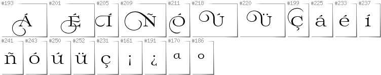 Spanish - Additional glyphs in font Prida02Calt