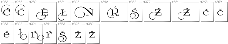 Upper Sorbian - Additional glyphs in font Prida02Calt