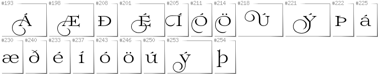 Icelandic - Additional glyphs in font Prida02Calt