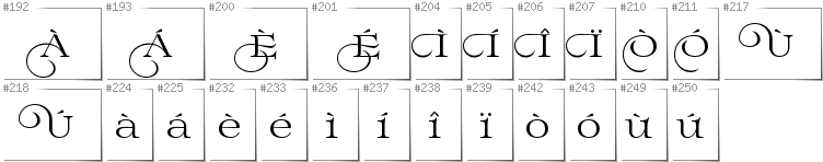 Italian - Additional glyphs in font Prida02Calt