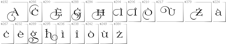 Maltese - Additional glyphs in font Prida02Calt