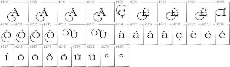 Portugese - Additional glyphs in font Prida02Calt
