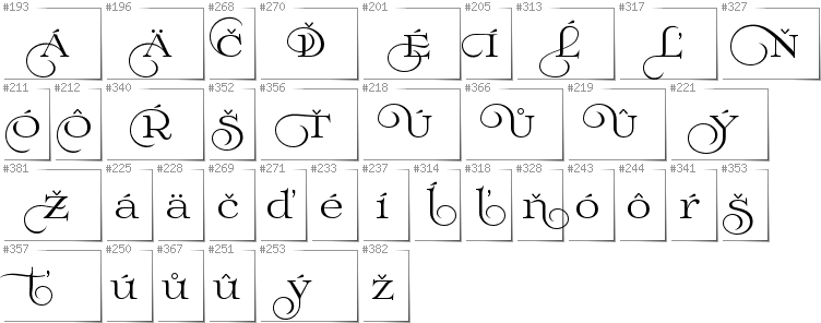 Slovakian - Additional glyphs in font Prida02Calt