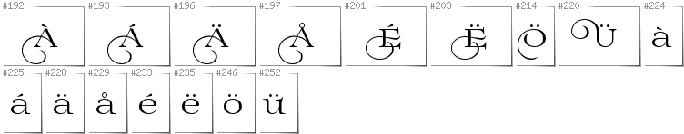 Swedish - Additional glyphs in font Prida02Calt