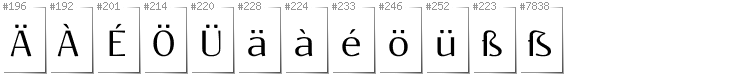 German - Additional glyphs in font Resagokr