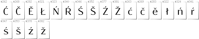 Lower Sorbian - Additional glyphs in font Resagokr