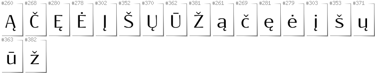 Lithuanian - Additional glyphs in font Resagokr