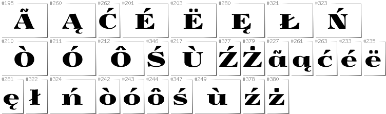 Kashubian - Additional glyphs in font Yokawerad