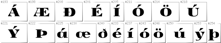 Icelandic - Additional glyphs in font Yokawerad