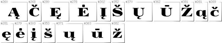 Lithuanian - Additional glyphs in font Yokawerad