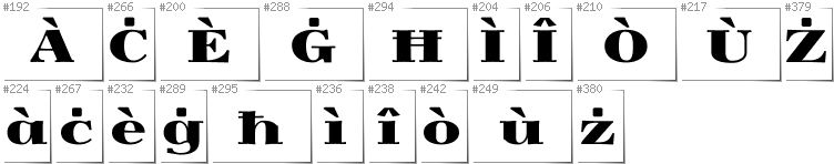 Maltese - Additional glyphs in font Yokawerad