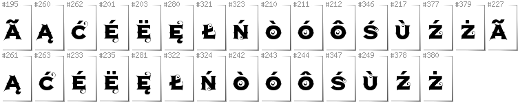 Kaszubski - Dodatkowe glify w foncie Agreloy