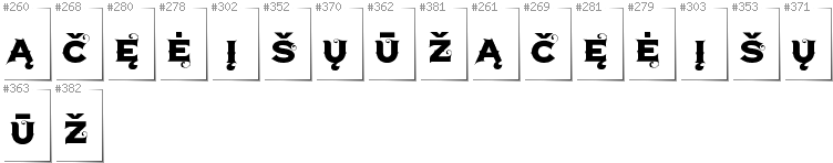 Lithuanian - Additional glyphs in font Agreloy