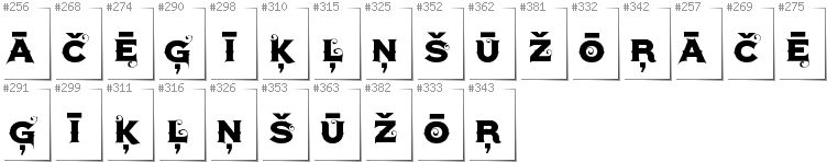 Latvian - Additional glyphs in font Agreloy