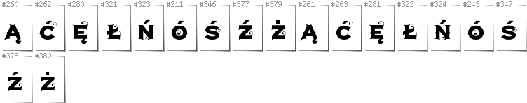 Polish - Additional glyphs in font Agreloy