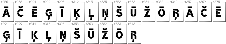 Latvian - Additional glyphs in font BroshK