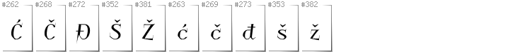 Bosnian - Additional glyphs in font Charakterny