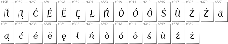Kashubian - Additional glyphs in font Charakterny
