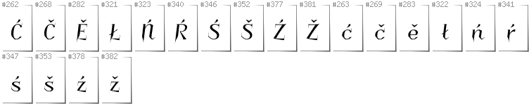 Lower Sorbian - Additional glyphs in font Charakterny