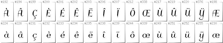 French - Additional glyphs in font Charakterny