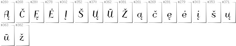 Lithuanian - Additional glyphs in font Charakterny
