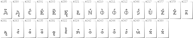 Kashubian - Additional glyphs in font Dagerotypos