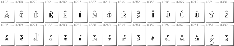 Czech - Additional glyphs in font Dagerotypos