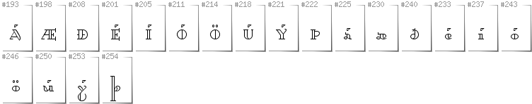 Icelandic - Additional glyphs in font Dagerotypos