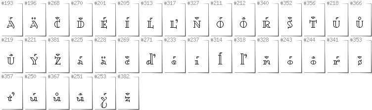 Slovakian - Additional glyphs in font Dagerotypos