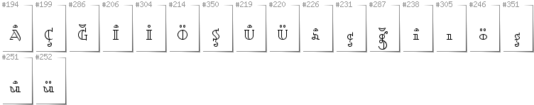 Turecki - Dodatkowe glify w foncie Dagerotypos