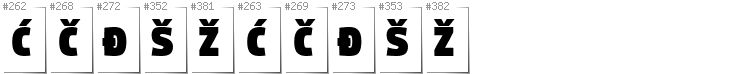 Bosnian - Additional glyphs in font Digitalt