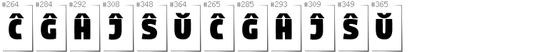 Esperanto - Additional glyphs in font Digitalt