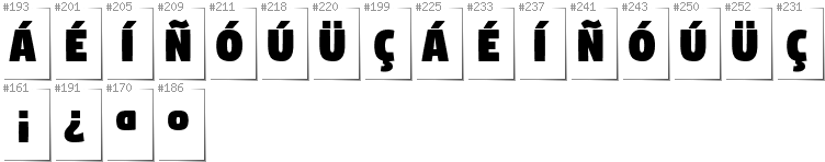 Hiszpański - Dodatkowe glify w foncie Digitalt