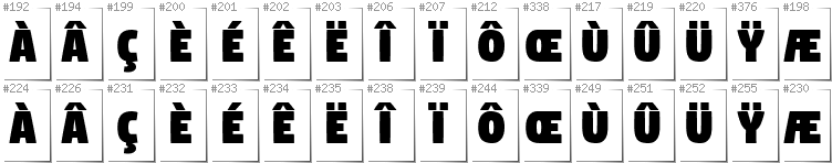 French - Additional glyphs in font Digitalt
