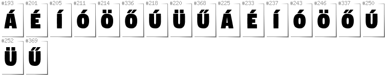 Hungarian - Additional glyphs in font Digitalt
