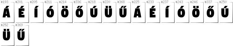 Węgierski - Dodatkowe glify w foncie Digitalt