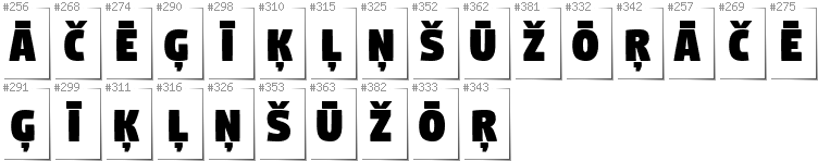 Latvian - Additional glyphs in font Digitalt