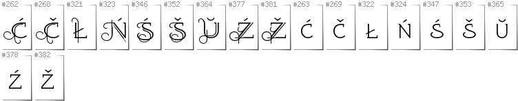 Belarusan Lacinka - Additional glyphs in font EtharnigSc