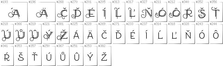 Slovakian - Additional glyphs in font EtharnigSc